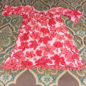 Simply Southern Pink and White Off Shoulder Dress